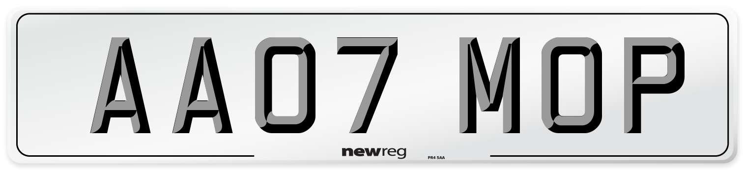 AA07 MOP Number Plate from New Reg